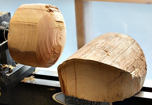 Two bowl blanks ready for the lathe