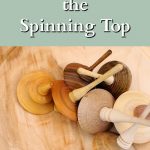 A pile of wooden spinning tops