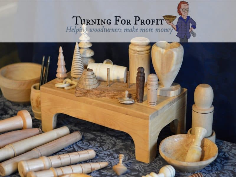 Turned wooden items on display at craft fair