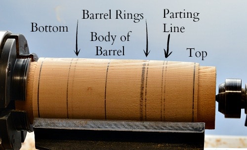 Woodturning blank marked out