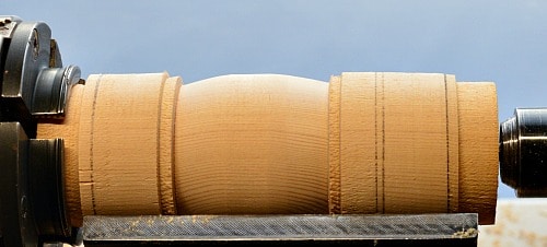 Woodturning center of barrel turned