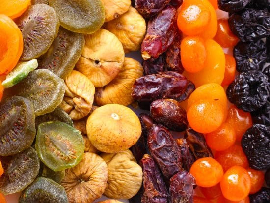 Dried fruits close up