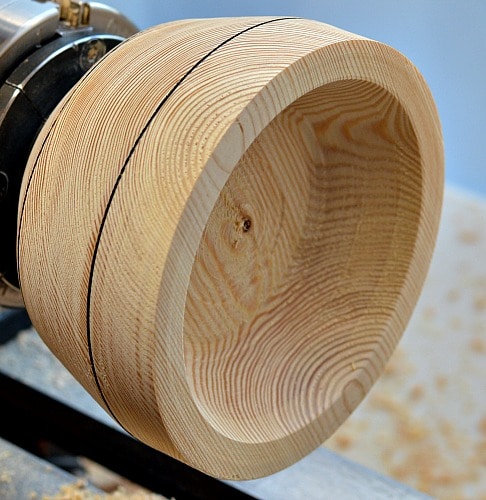 Wooden Bowl - Larch inner hollowing start