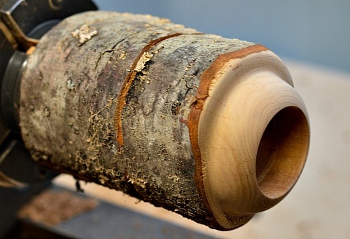 Tea Lights - First candle holder sanded and finished ready to be parted off of the lathe.