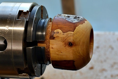 Tea Lights - Second candle holder finished and ready to be parted off of the lathe.