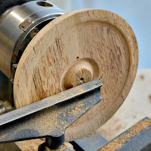 tea light holder, the underside of the candle holder being turned (in process not finished yet)