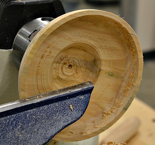 Woodturning workshop - using a drill bit to determine the depth of the bowl