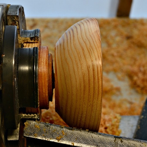 Parting the ring holder from the lathe