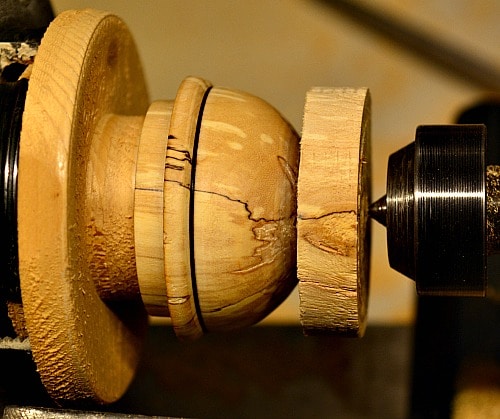 lidded box - base mounted on a jam chuck to finish the bottom