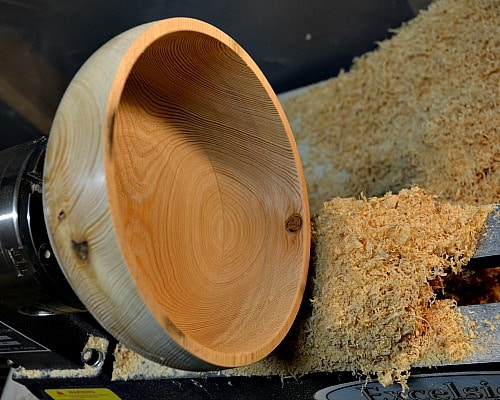 Well I've made my shavings and this is the inside of the yarn bowl