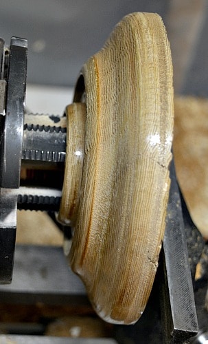 Station is reversed chucked on the lathe